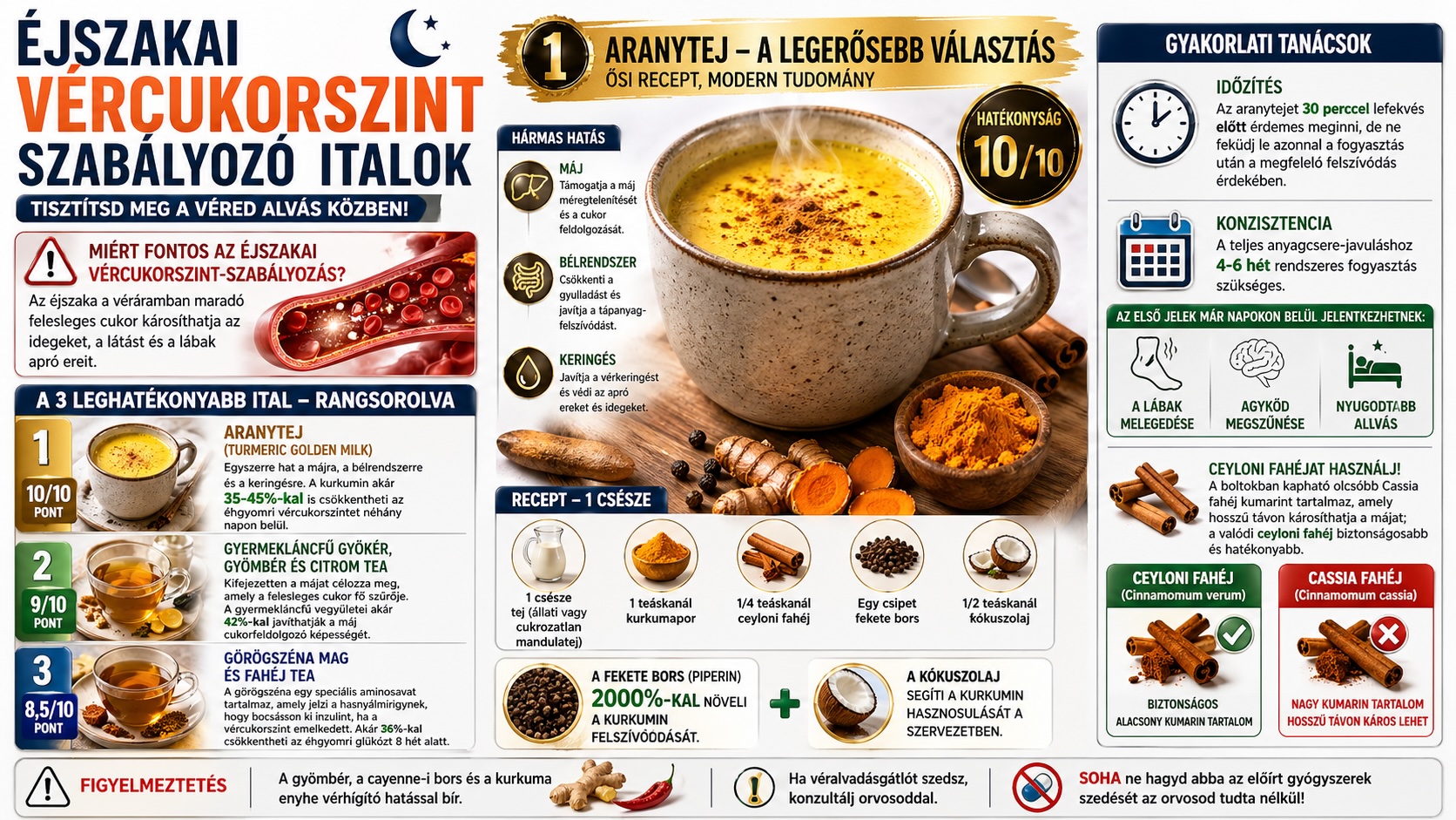 Éjszakai italok a vércukorszint szabályozásához — a 3 legjobb